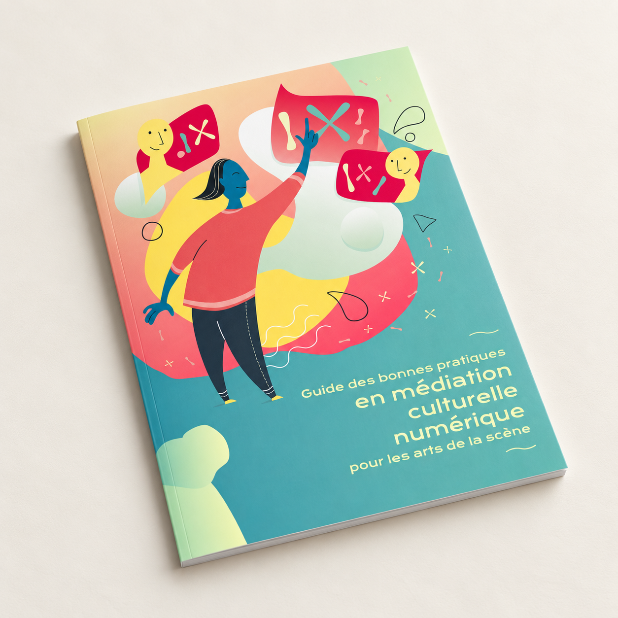 Le Guide des bonnes pratiques en médiation culturelle numérique présenté comme un cahier imprimé.